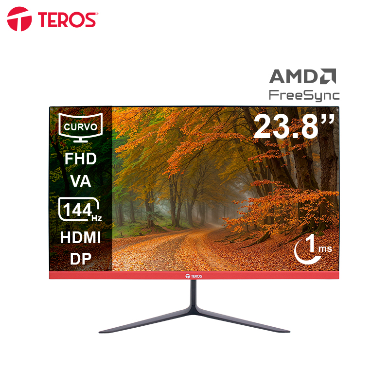 Monitor curvo Teros TE-2403S, 23.8" FHD VA, 144HZ, 1MS, HDMI, DP, Audio out