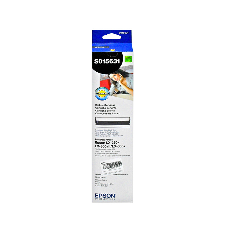 Cartucho de cinta Epson S015631, negro, para Impresora LX-350.