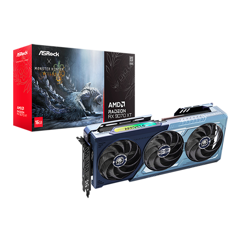 Tarjeta de video ASRock AMD Radeon⢠RX 9070 XT Monster Hunter Wilds, 16GB GDDR6, PCIe5