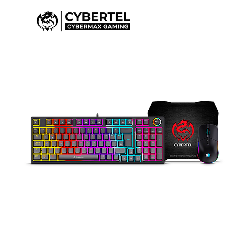 KIT CYBERTEL STRIKER CBX GT1802 / TECLADO MEC-BLUE/ MOUSE/ PAD MOUSE/ USB/ RGB