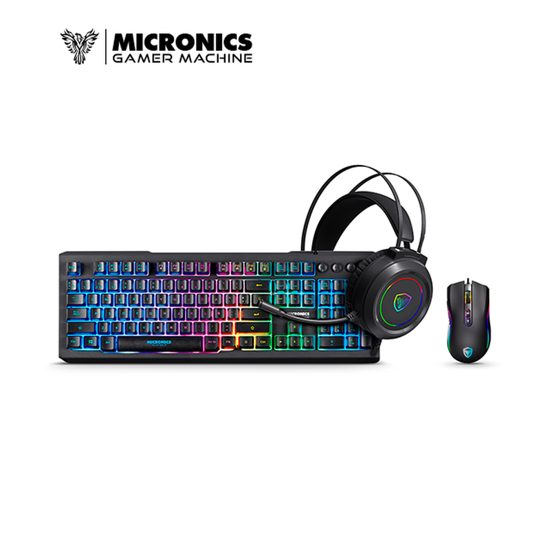 KIT MICRONICS GAMER PLAYER 3 MIC GT1003 / TECLADO + MOUSE + AUDIFONO / USB / RGB
